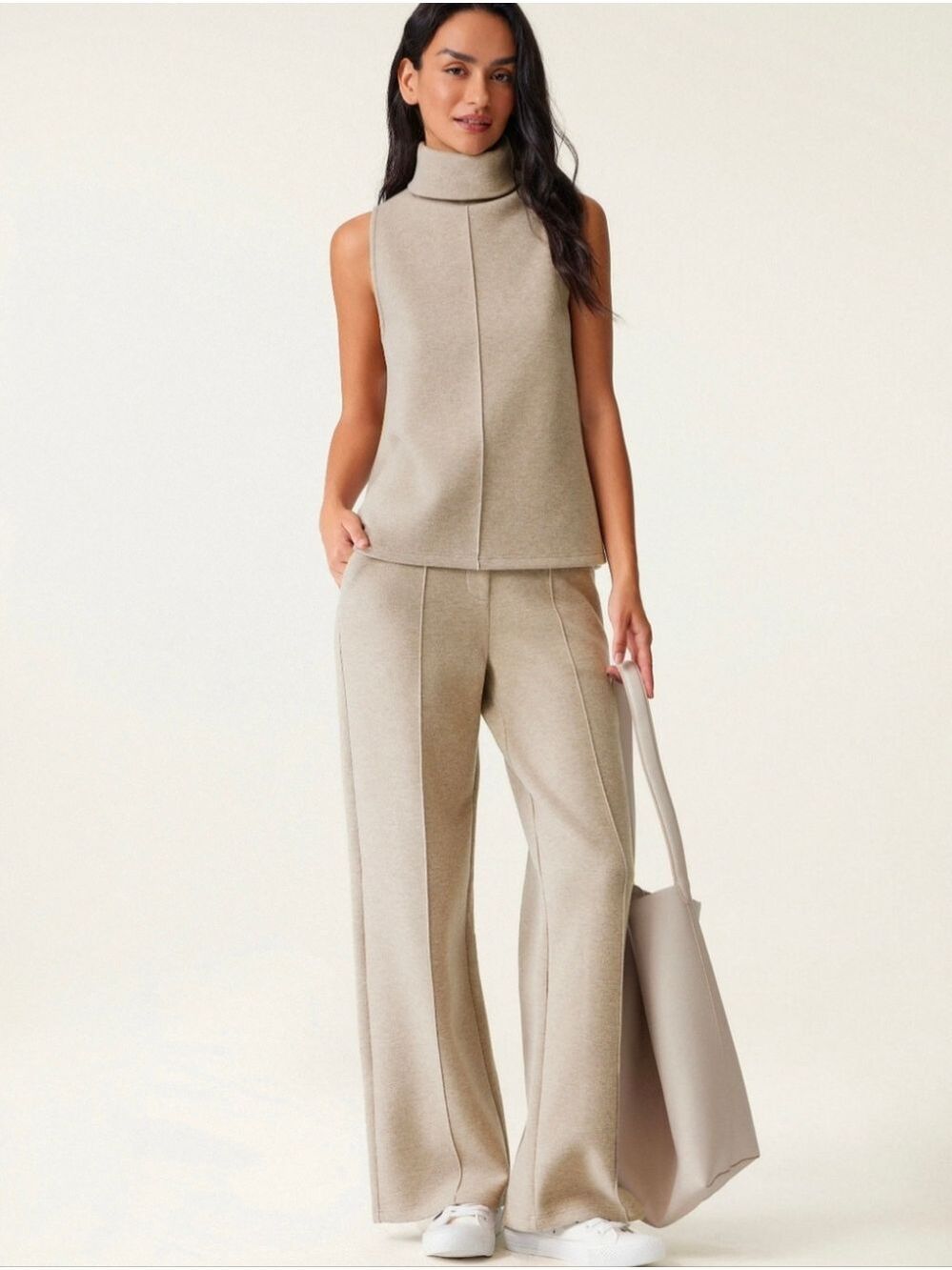 OGL Heather Morganite Fuzz Luxe High Waisted Straight Leg Pull On Pant Size LP